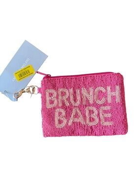 Antonio Melani NWT Pink 'Brunch Babe' Beaded Zip Pouch